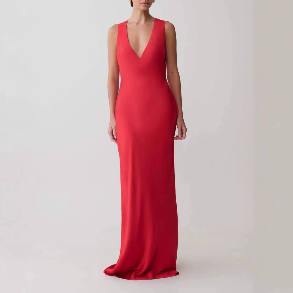 Forever 21 Red Fitted Sleeveless Maxi Dress Simple Summer
